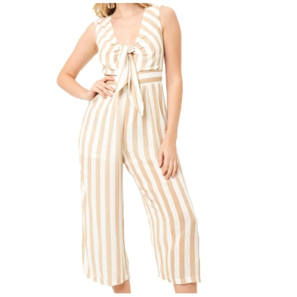 Striped Knot Front Jumpsuit - Picture 4 of 4